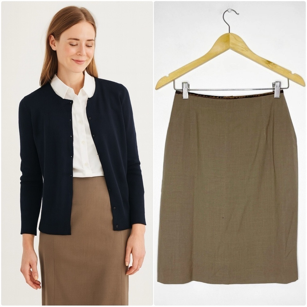 Jean Paul Gaultier Femme Brown Women’s Wool Pencil Skirt Size 6 designer